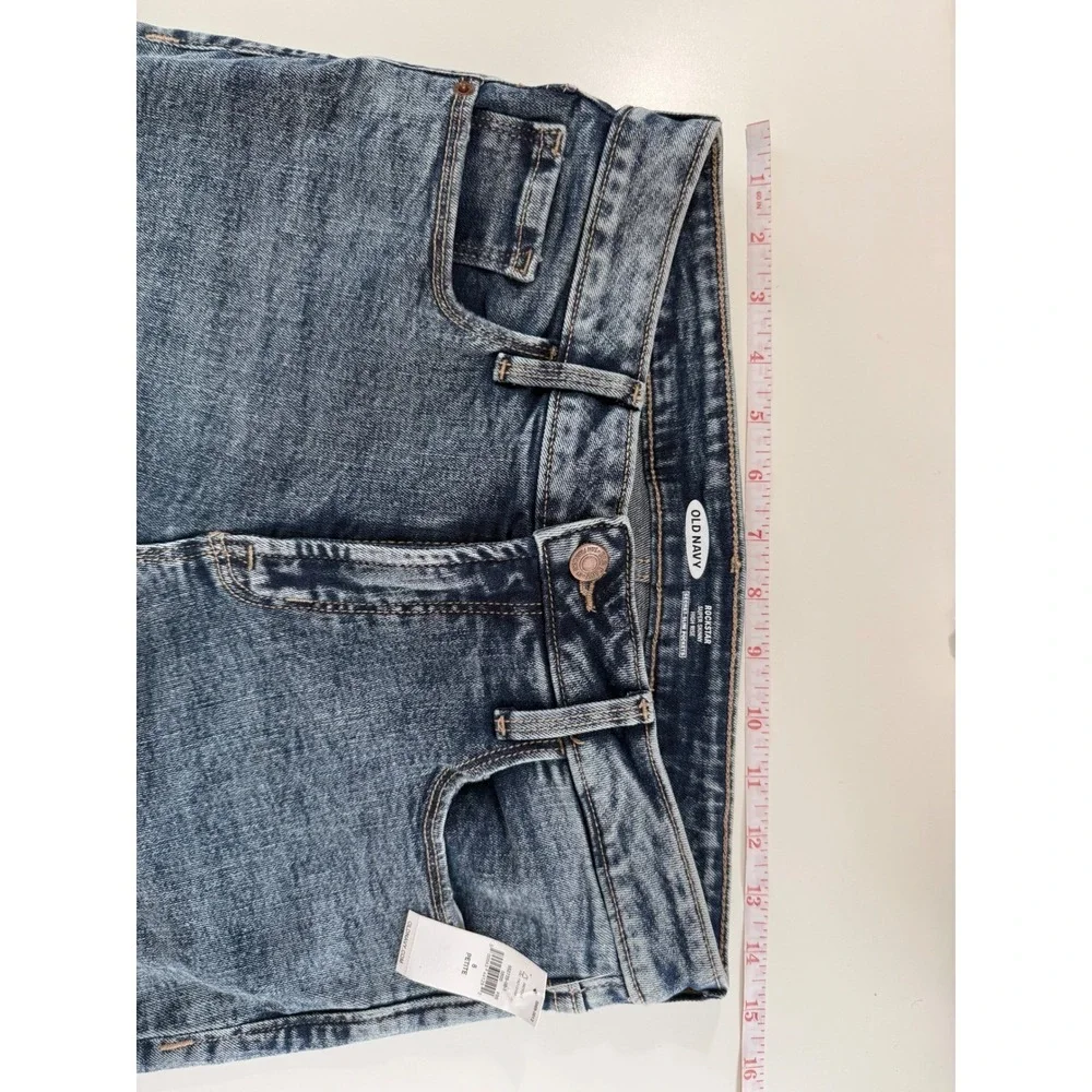 Old Navy Rockstar Super Skinny High Rise Jeans Distressed Blue Petite Size 8 - Picture 8 of 10